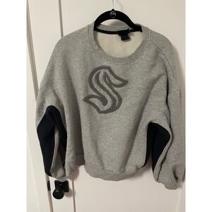 New Era Gray Crewneck‎ Pullover Oversized Sweatshirt Sporty Colorblock XL